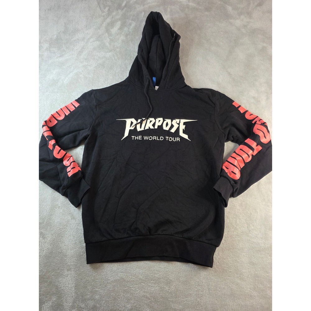 H&M Justin Bieber Purpose Tour Hoodie Mens Small Black Graphic World Tour Sweat